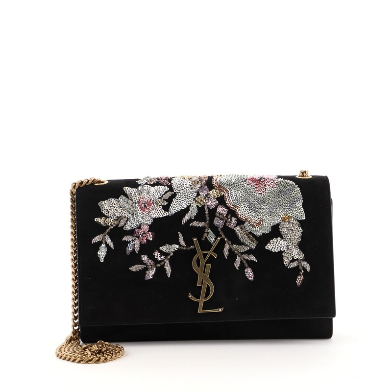 Classic Monogram Crossbody Bag Sequin Embellished Suede Medium