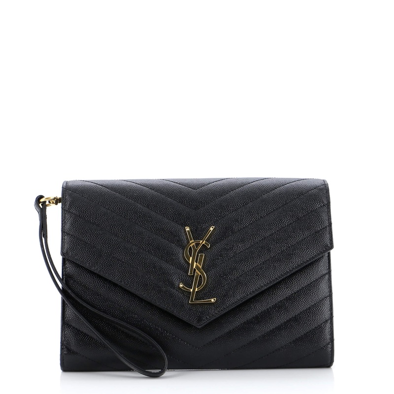 Classic Monogram Envelope Wristlet Clutch Matelasse Chevron Leather S744816845241