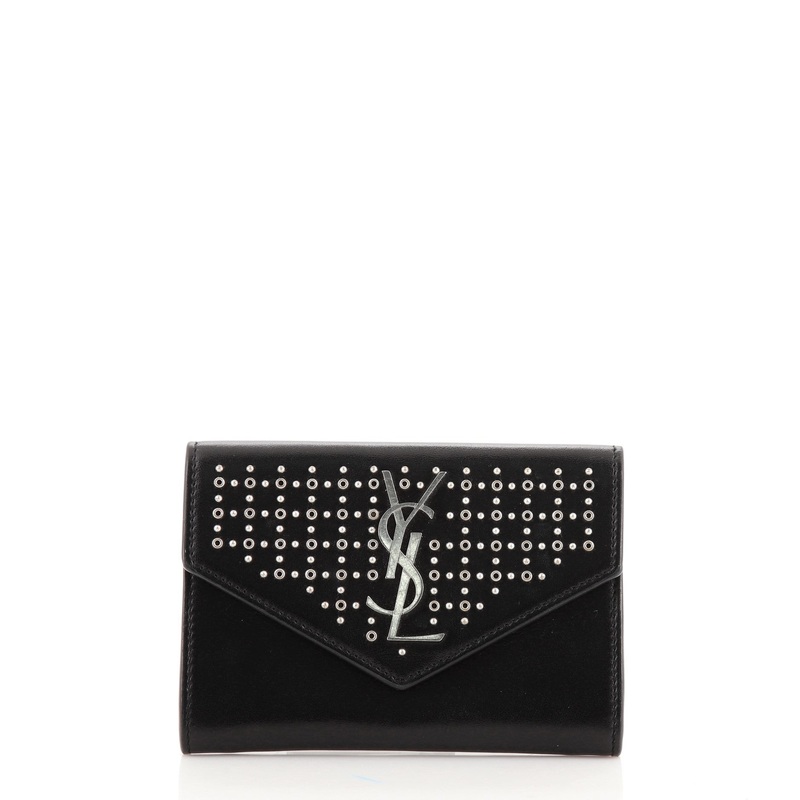 Classic Monogram Flap Wallet Studded Leather Small