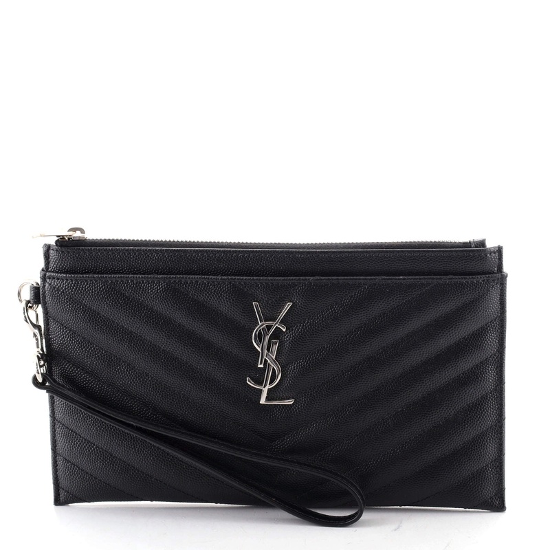 Classic Monogram Zip Bill Pouch Matelasse Chevron Leather Large S744816579406