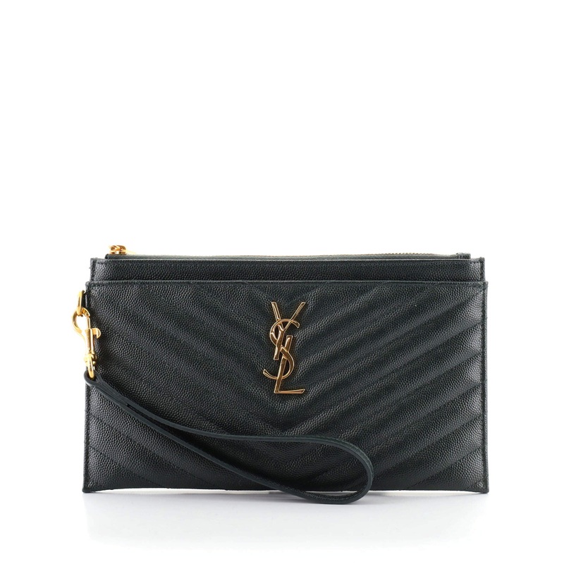 Classic Monogram Zip Bill Pouch Matelasse Chevron Leather Large S744816616918