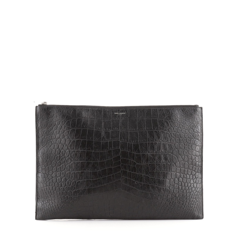 Classic Monogram Zip PouchCrocodile Embossed LeatherLarge