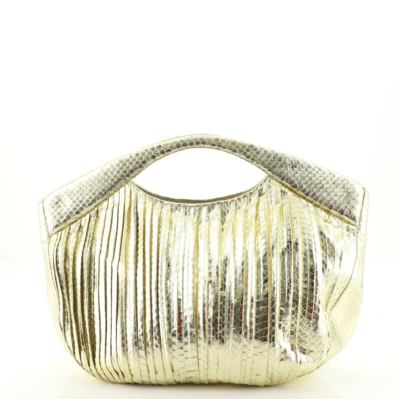 Cut-Out Handle Tote Pleated Python Large