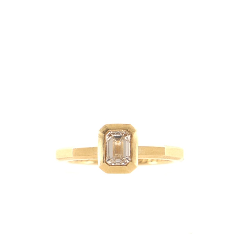 Delaunay Engagement Ring 18K Yellow Gold with Emerald Cut Diamond 0.74CT