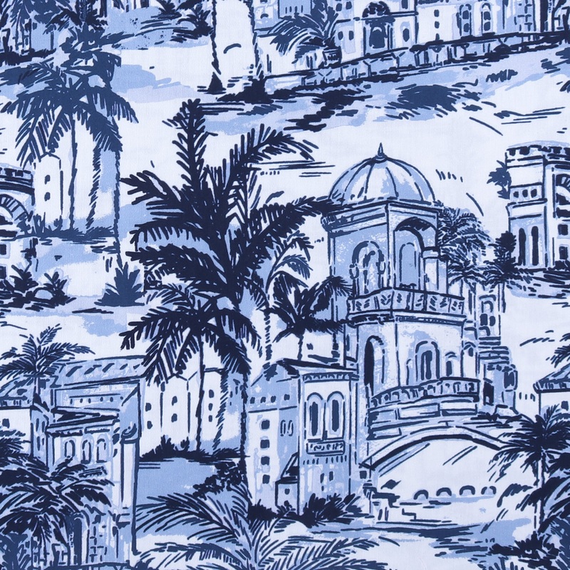 Digital Printed Sateen - ELOISE - 003 - Indigo