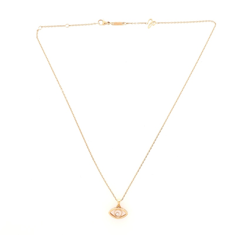 Evil Eye Pendant Necklace 18K Rose Gold with Diamond