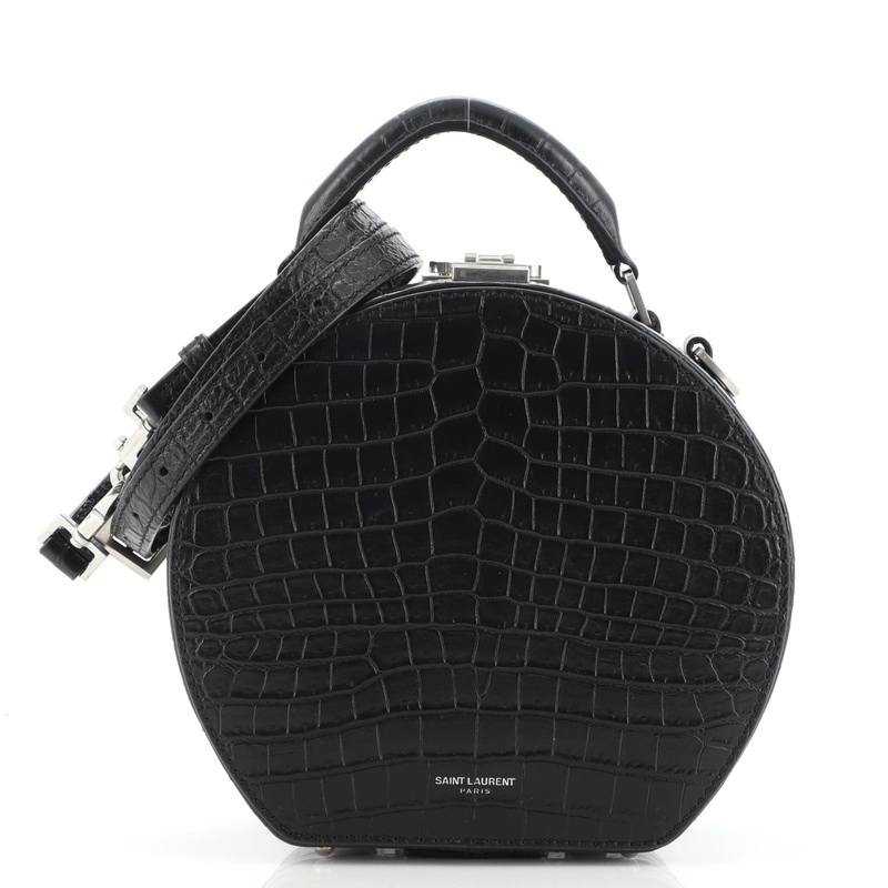 Mica Hatbox Bag Crocodile Embossed Leather Small S744816582806