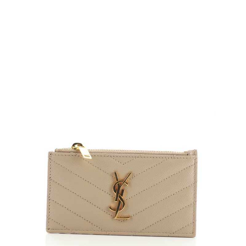 Monogram Fragments Zip Card Holder Matelasse Chevron Leather S744816575947