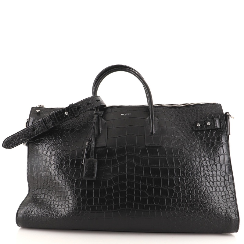 Sac de Jour Souple Duffle Bag Crocodile Embossed Leather 48H
