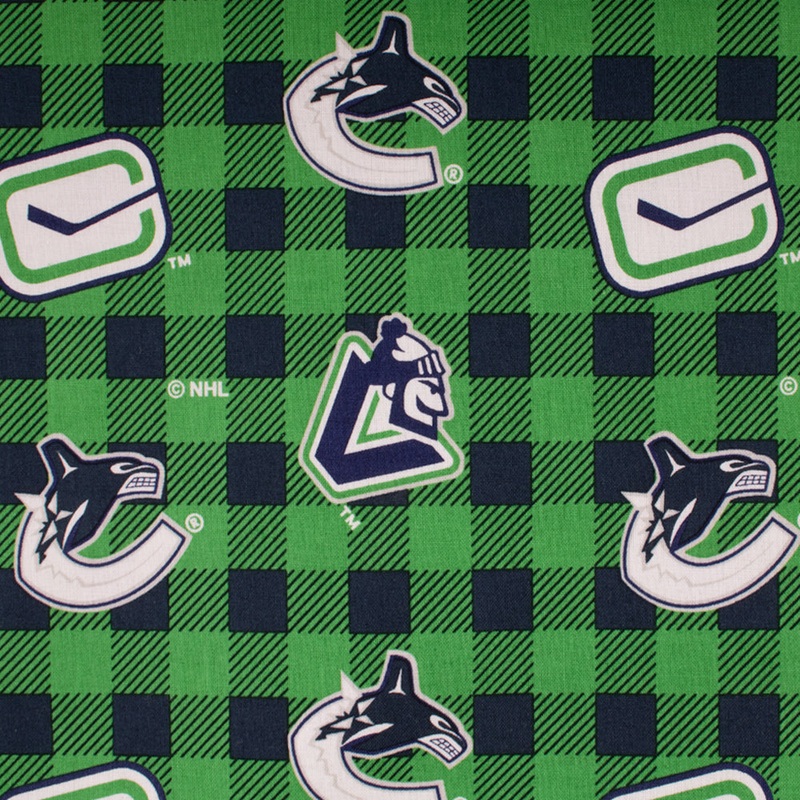 Vancouver Canucks - NHL Cotton Print - Plaids - Green