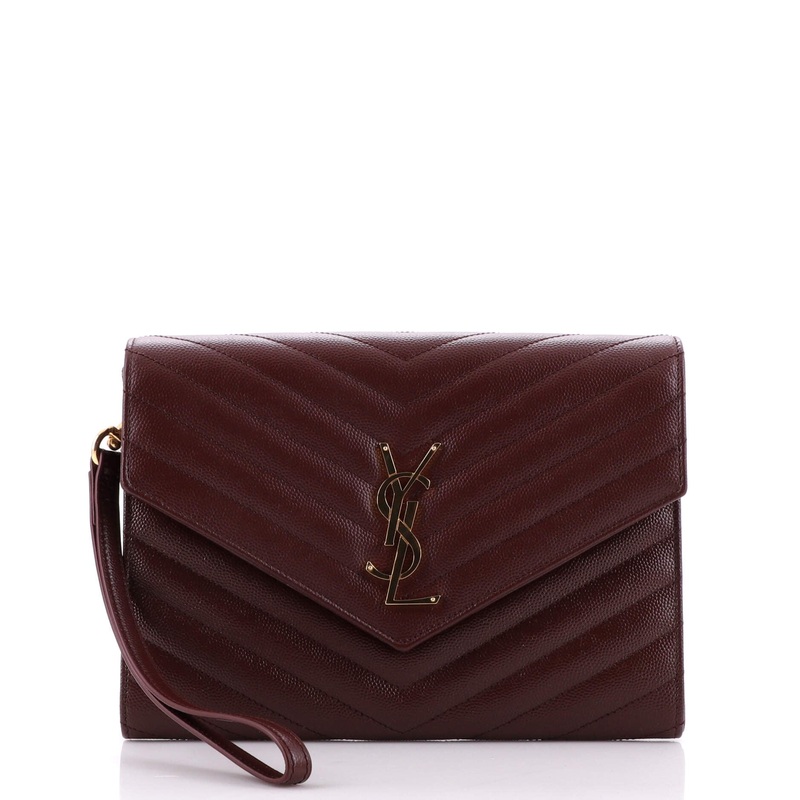 Classic Monogram Envelope Wristlet Clutch Matelasse Chevron Leather S744816975450
