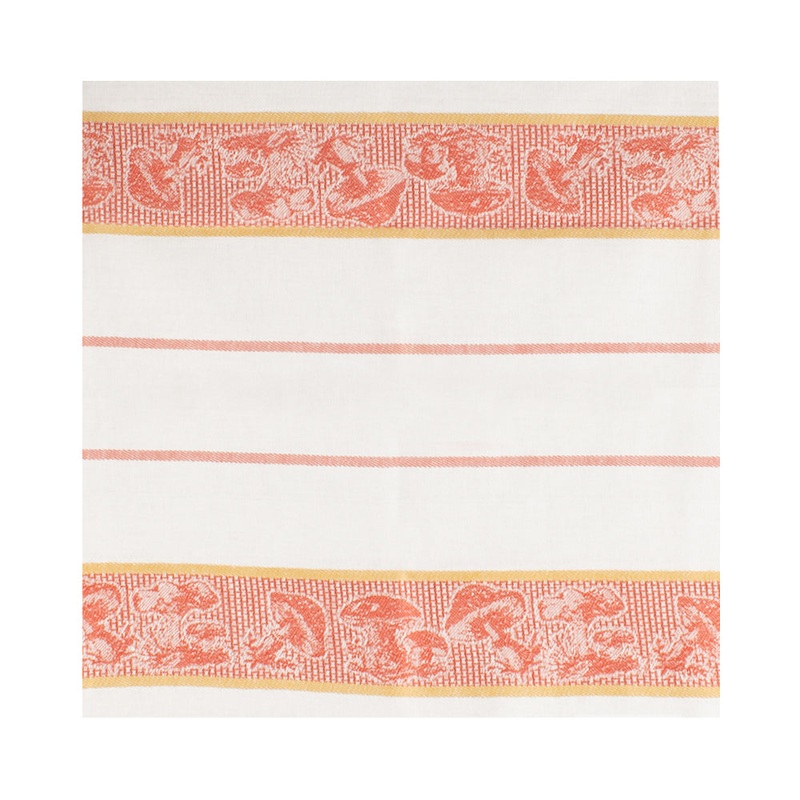 Tea Towelling - JACQUARD - Mushroom - Red