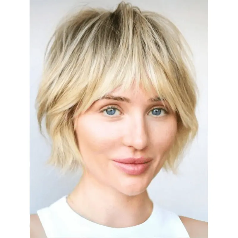 Synthetic Lace Front Wigs Bobs Blonde 8" Short Straight Wigs