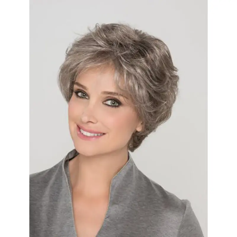 Capless 8" Wavy Short Grey Wigs