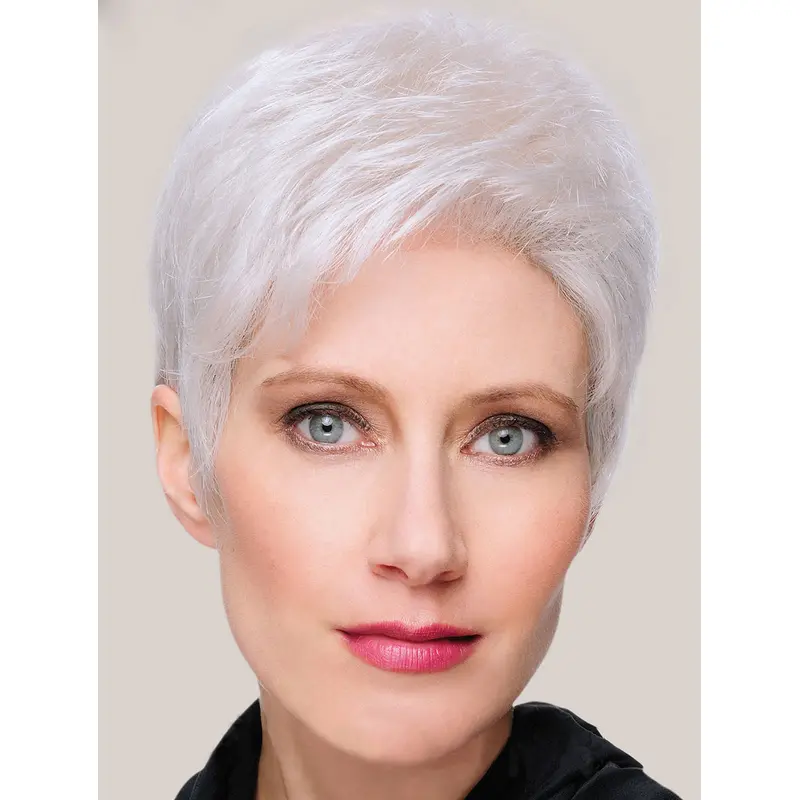 8" Short Straight Sleek Monofilament Grey Wigs