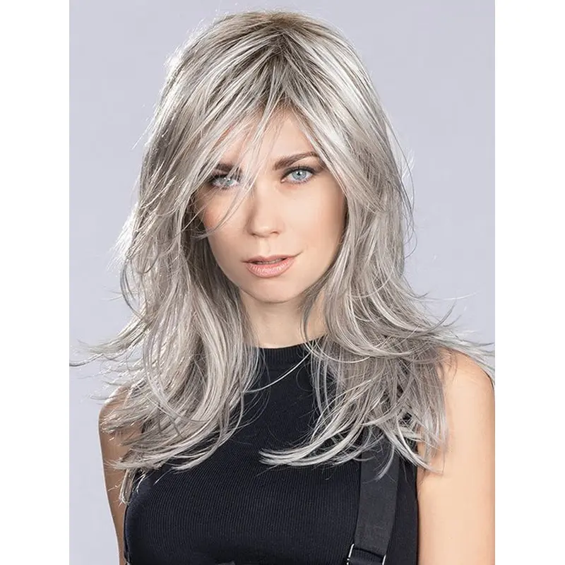 Synthetic Long Monofilament Straight Ideal Grey Wig
