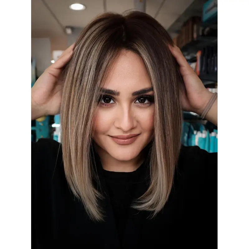 Mid Bob Wig 12" Straight Monofilament Synthetic Wigs