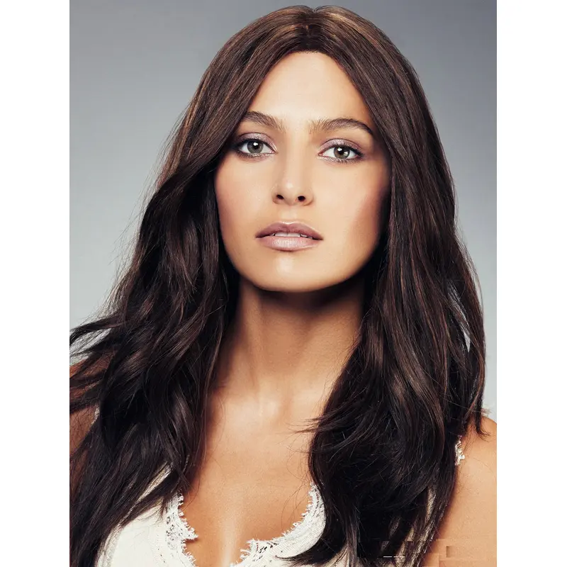 Wigs For Woman Without Bangs Long Remy Human Hair Brown Wigs