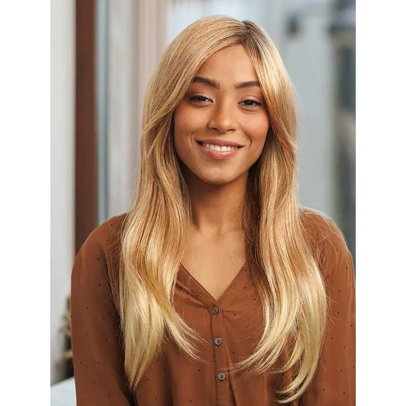 Blonde Wavy Long Modern Layered Synthetic Monofilament Wig