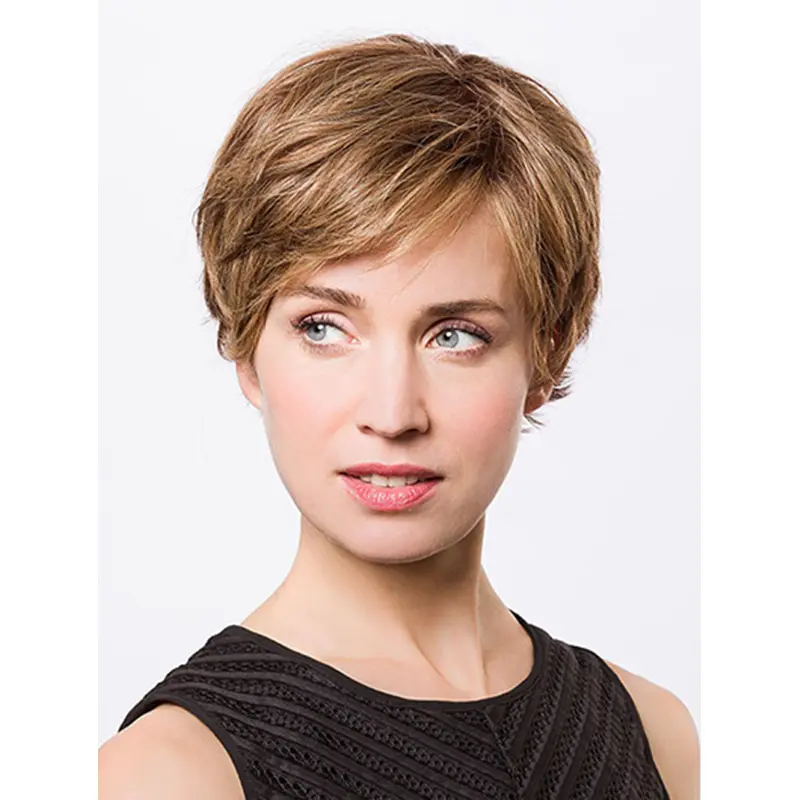 Blonde Straight Monofilament Discount Boycuts Synthetic Wigs