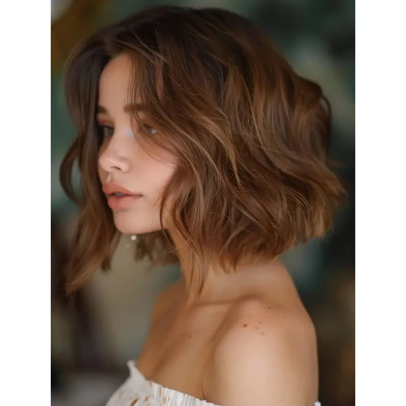 Medium Length Wigs For Women Synthetic Monofilament 10" Wavy Wigs