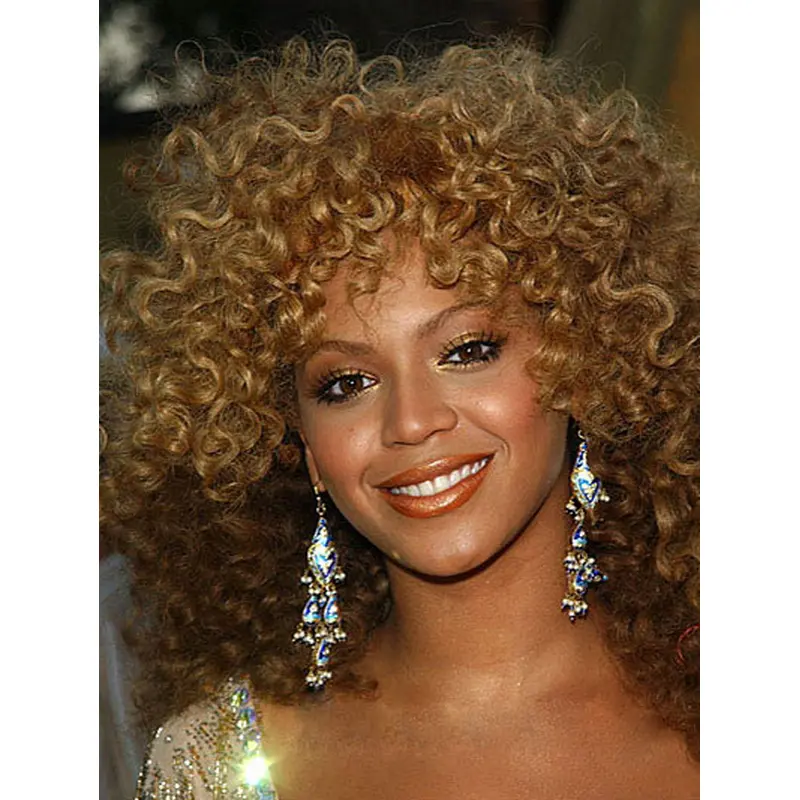 Faddish Blonde Curly Shoulder Length Wigs