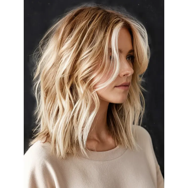 Mid Length Wigs Synthetic Lace Front 12" Wavy Wigs