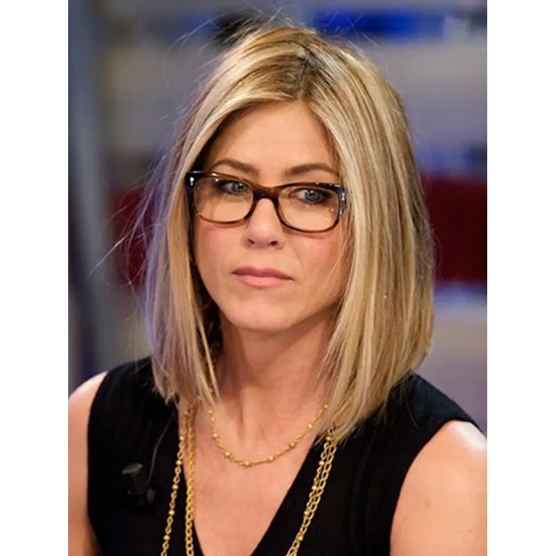 Blonde 14" Straight Bobs Shoulder Length Jennifer Aniston Wigs