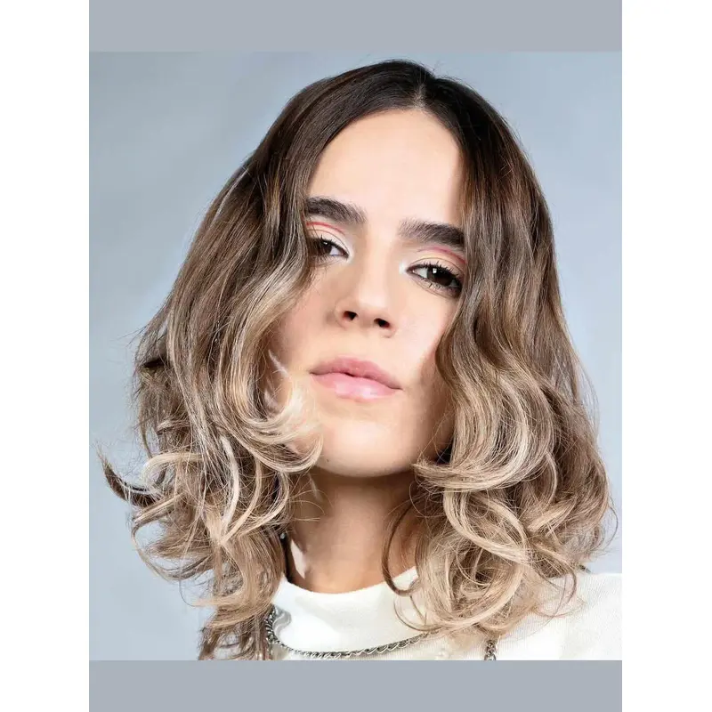 Medium Length Wavy Wig Monofilament Without Bangs Ombre/2 Tone 12" Synthetic Wigs