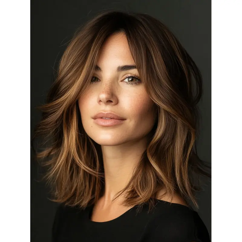 Medium Brown Lace Wig Remy Human Hair Without Bangs Shoulder Length Straight 14" Wigs