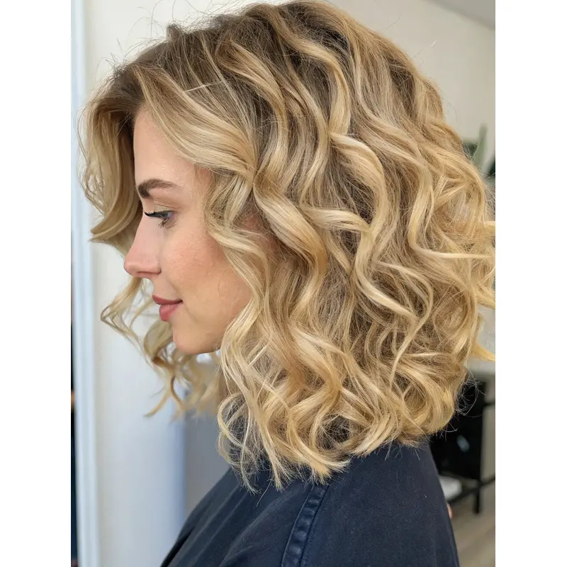 Medium Length Curly Wigs Shoulder Length Remy Human Hair 12" Wigs