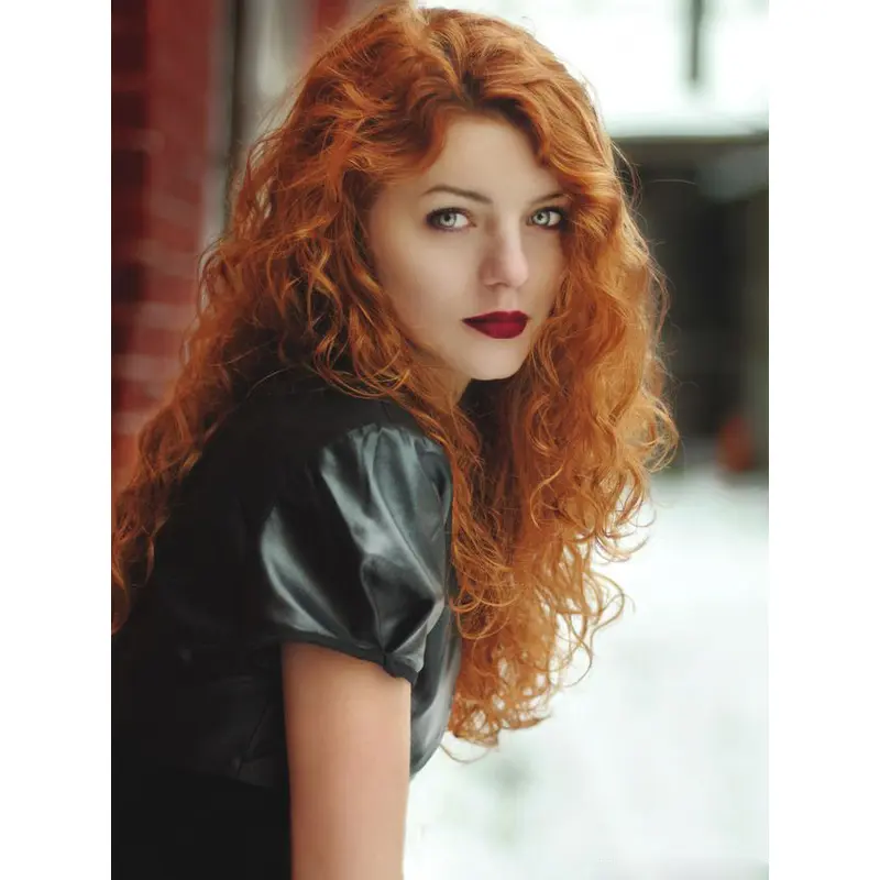 Discount Long Curly Lace Front Copper Wigs 22 Inch