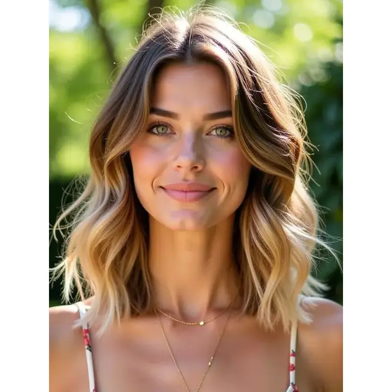 Medium Length Lace Front Wig Ombre/2 Tone Without Bangs 12" Wavy Wigs