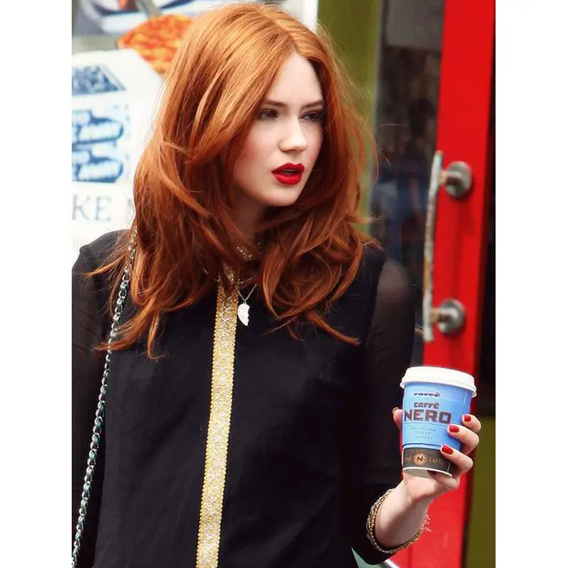 Designed Long Wavy Hand Tied Copper Wigs 16 Inch