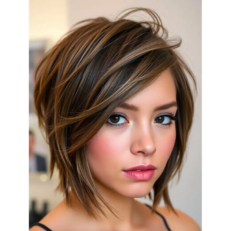 Mid Bob Wig Ombre/2 Tone Chin Length Monofilament Straight 10" Synthetic Wigs