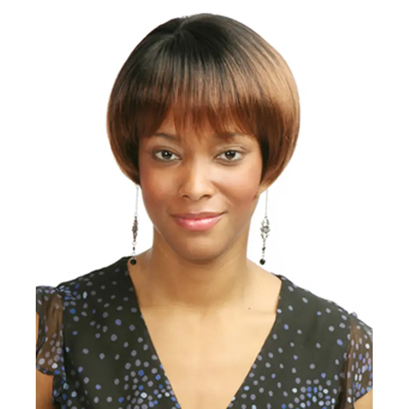Fashionable Auburn Straight Short African American Wigs