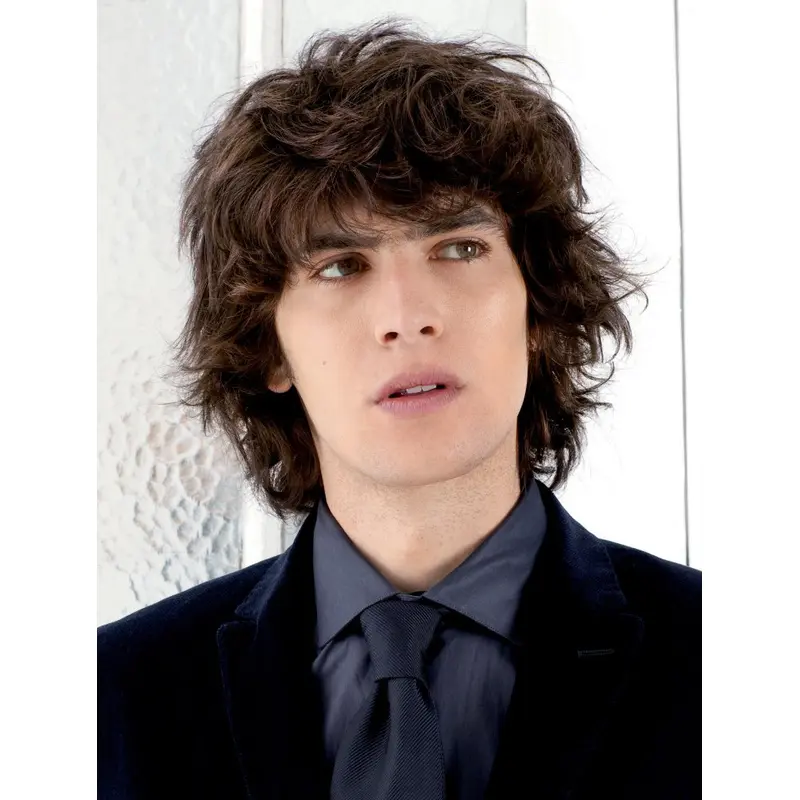 Flexibility Brown Wavy Short Men Wigs