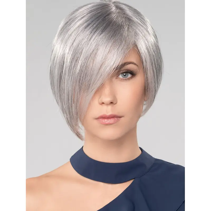 Straight Chin Length 10" Monofilament Convenient Grey Wigs