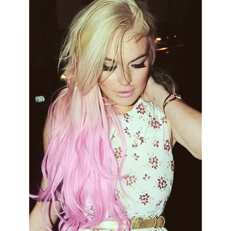 Discount New Arrival 22 Inches Wavy Blonde to Pink Human Hair Ombre Wigs