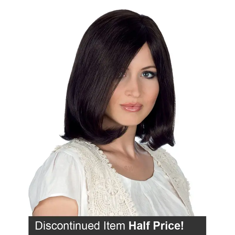Black Straight Remy Human Hair Designed Medium Wigs