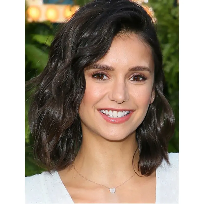 Bobs Wavy Shoulder Length Black Lace Front Nina Dobrev Wigs