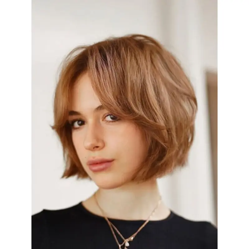 Blonde Bob Wig Synthetic 10" Straight Lace Front Chin Length Wigs