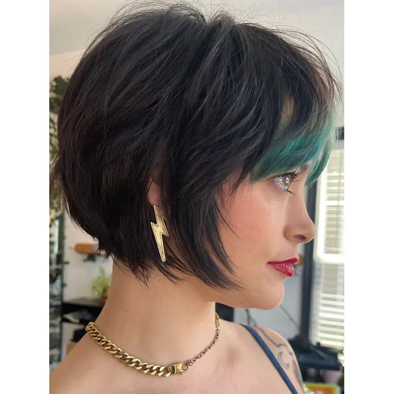 Bob Style Wigs Synthetic Ombre/2 Tone Straight Chin Length 10" Wigs