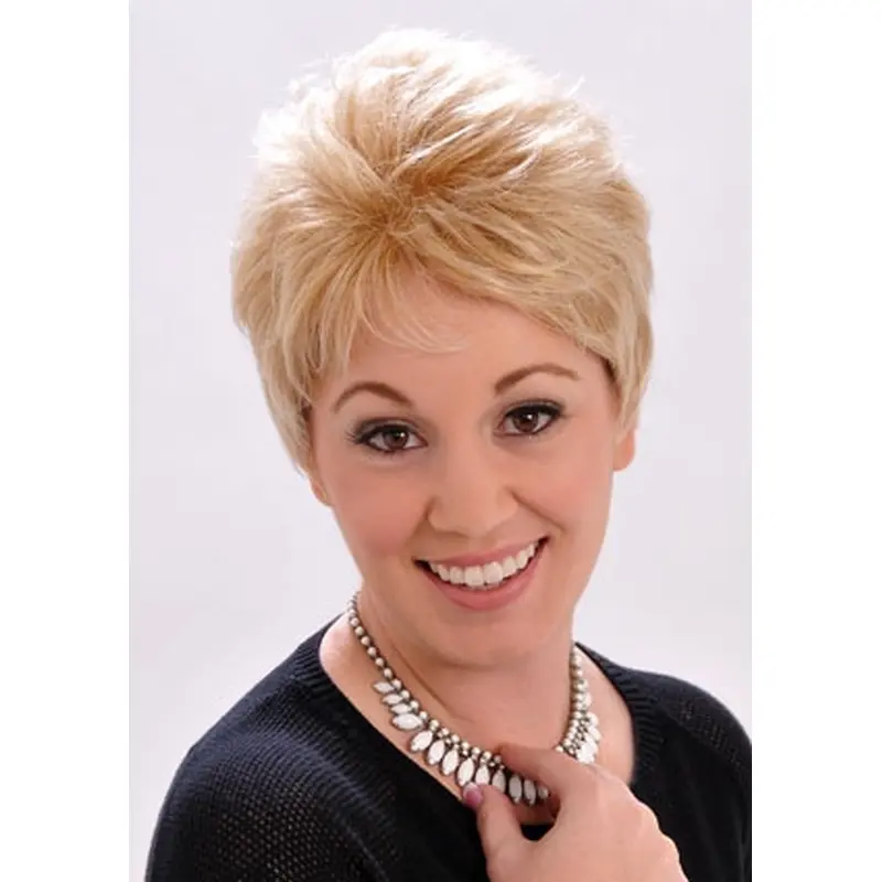 Blonde Suitable Boycuts Monofilament Short Wigs
