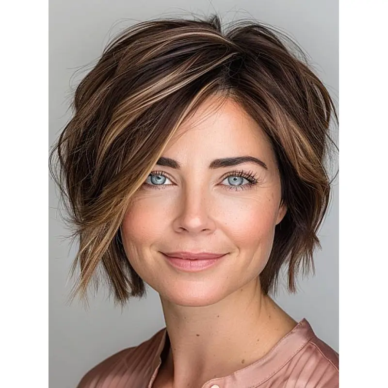 Bob Style Wigs Synthetic Ombre/2 Tone Straight Chin Length 10" Wigs