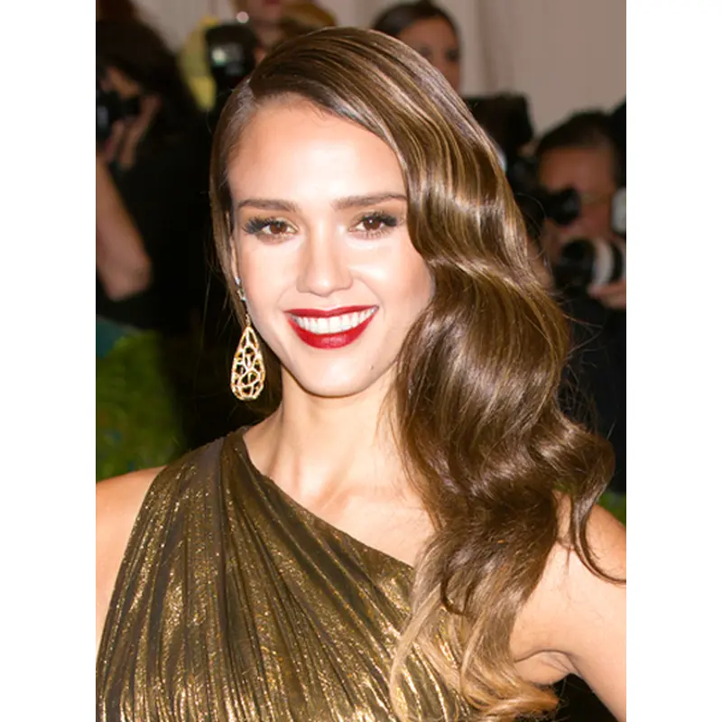 Designed Lace Front Wavy Long Jessica Alba Wigs