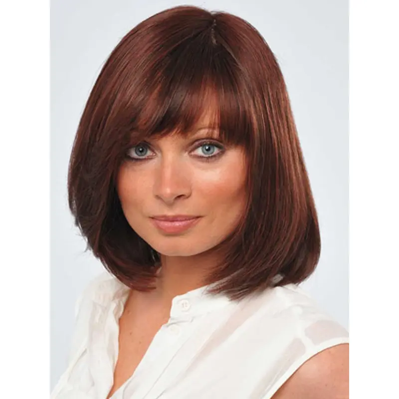 Good Red Monofilament Chin Length Full Lace Wigs For Cancer