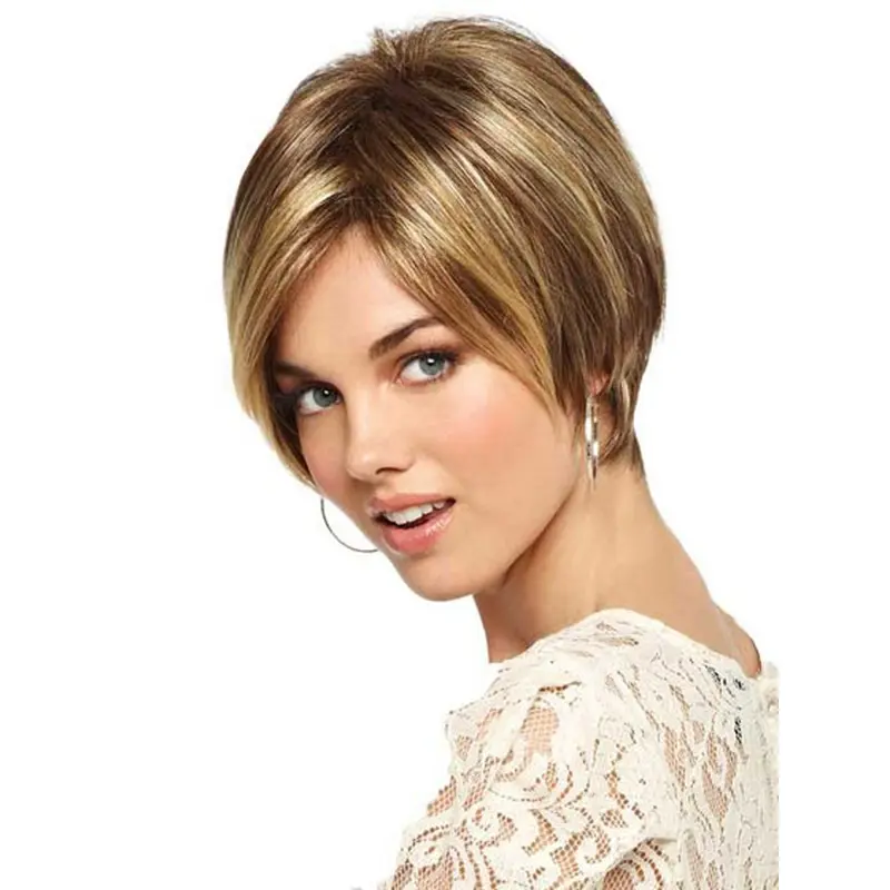 Blonde Modern Bobs Monofilament Short Wigs