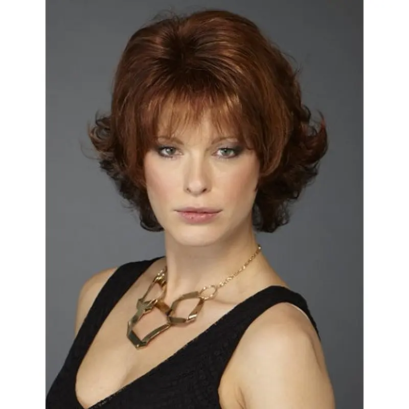 Flexibility Monofilament Wavy Chin Length Celebrity Wigs For Cancer