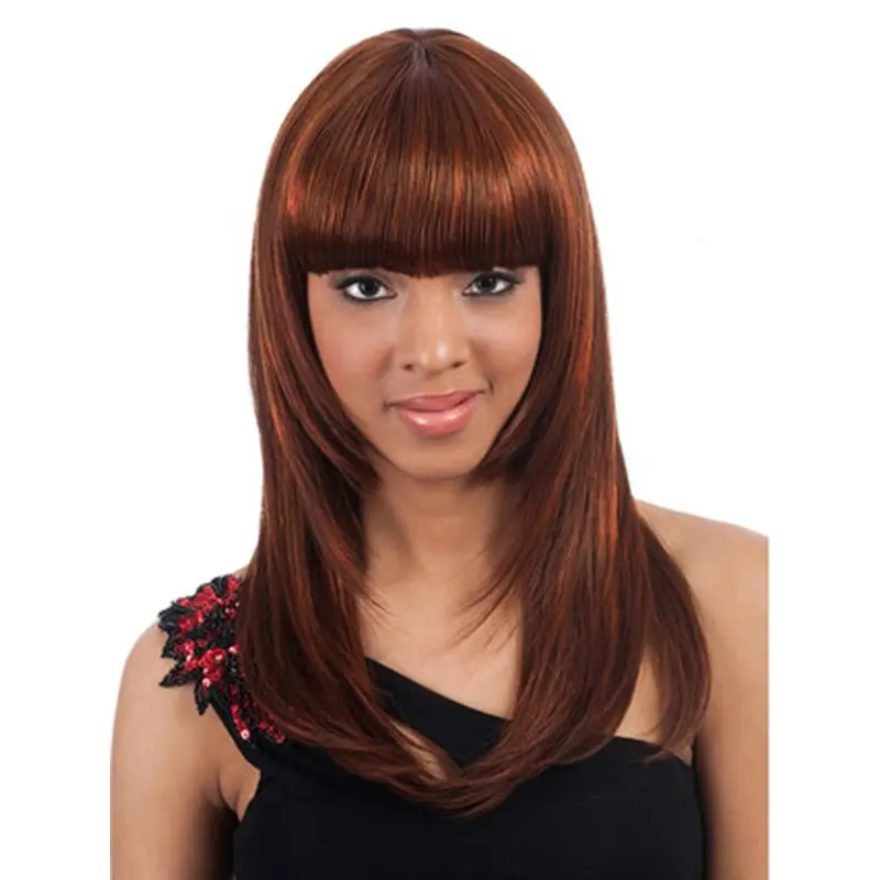Discount Auburn Straight Long African American Wigs